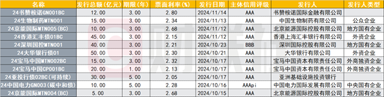 10月以来发行的熊猫债